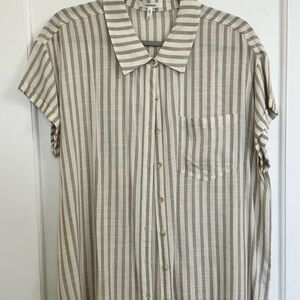 Maurices Beige and White Striped Casual Shirt